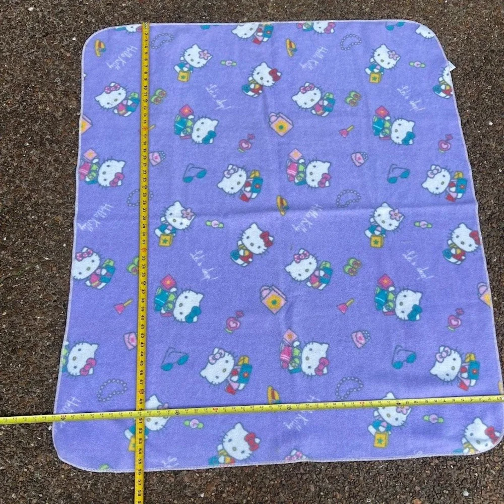 Sanrio Hello Kitty Purple Fleece Throw Blanket Lets Shop Shopping Print Y2K